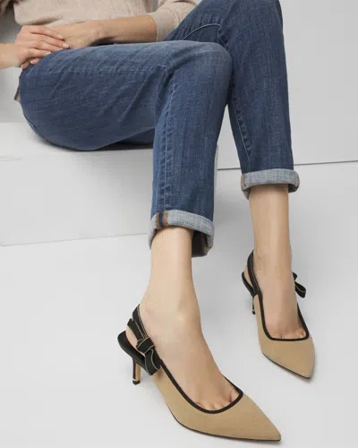 White House Black Market Canvas Slingback Kitten Heels Pumps In Cafe Au Lait