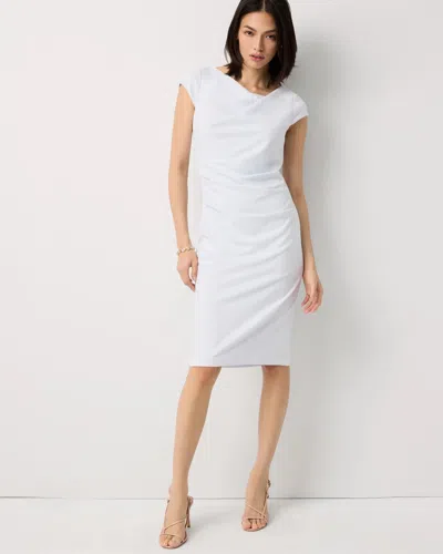 White House Black Market Cap Sleeve Draped Sheath Dress In White