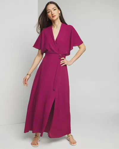 White House Black Market Cape Belted Maxi With Slit Dress In Fuchsia Pink