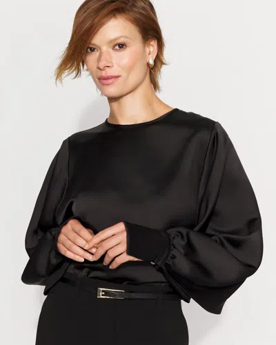 White House Black Market Cape Sleeve Satin Blouse In Black