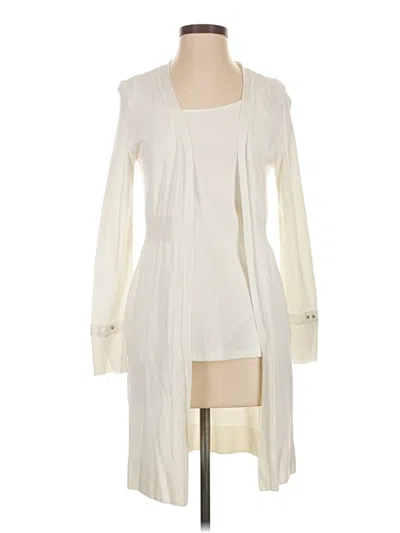 Pre-owned White House Black Market Cardigan Sweater In White