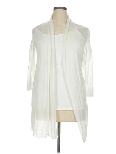 Pre-owned White House Black Market Cardigan Sweater In White