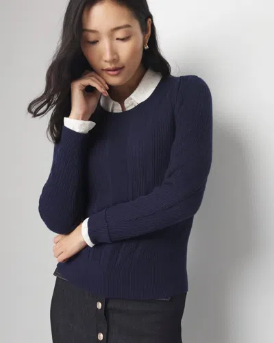White House Black Market Cashmere Blend Crewneck Sweater In Officer Blue