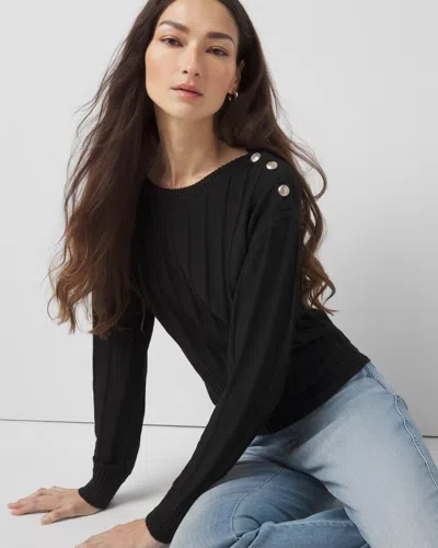 White House Black Market Cashmere Blend Ribbed Sweater In Black