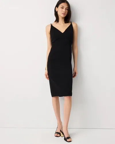 White House Black Market Chain Detail Crepe Dress In Black