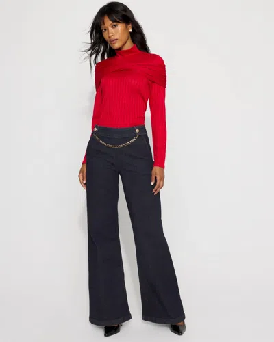 White House Black Market Chain Detail Extra High-rise Wide-leg Jeans In Blue