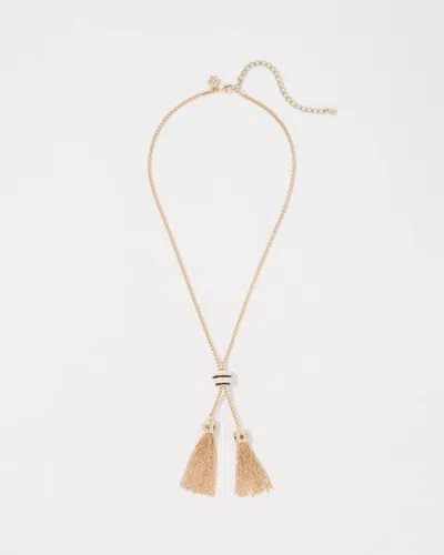 White House Black Market Chain Necklace With Tassels |  In Gold