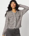 White House Black Market Chain-trim Tweed Sweater Jacket