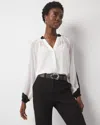White House Black Market Chiffon Colorblock Blouse In Ecru Black Colorblock