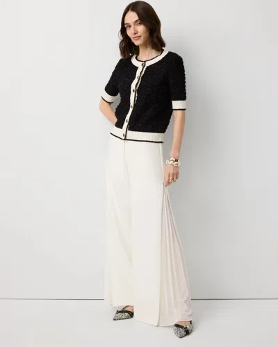 White House Black Market Chiffon Inset Ultra Wide Leg Pants In White