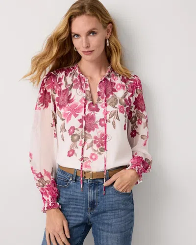 White House Black Market Chiffon Long Sleeve Blouse