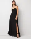 White House Black Market Chiffon Pleated Strapless Gown In Black