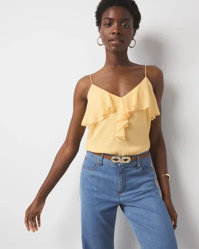 White House Black Market Chiffon Ruffle Camisole Top In Yellow