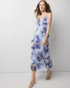 White House Black Market Chiffon Ruffle Slip Dress In Sia Floral Ecru