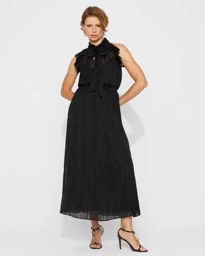 White House Black Market Chiffon Tie-neck Maxi Dress In Black