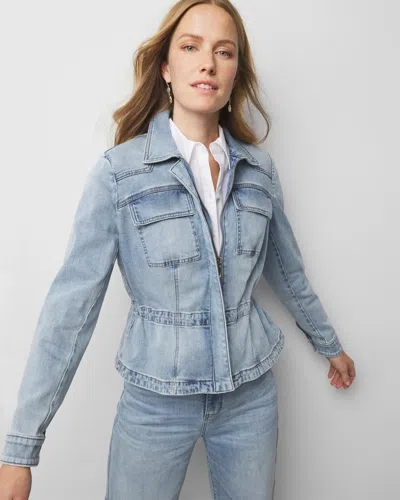 White House Black Market Cinched-waist Denim Jacket In Jardin Antique