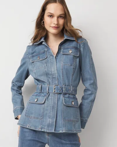 White House Black Market Clear Coated Denim Jacket In Blue