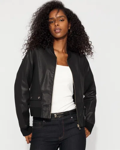 White House Black Market Coated Bomber Jacket In Black