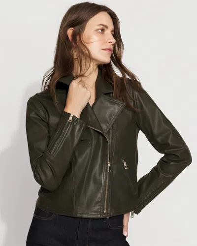 White House Black Market Coated Moto Jacket In Green