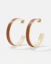 White House Black Market Cognac Textured Leather Hoop Earrings |  In Brown