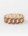White House Black Market Cognac Textured Leather Link Bracelet |  In Brown