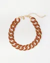 White House Black Market Cognac Textured Leather Link Necklace |  In Brown