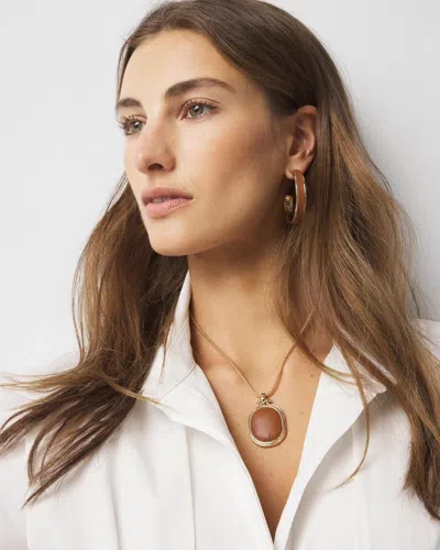 White House Black Market Cognac Textured Leather Pendant Necklace |  In Brown