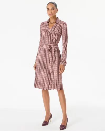White House Black Market Collared Wrap Dress In Playful Geo Ant Wht Port