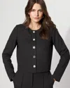 White House Black Market Collarless Button Front Jacket In Black