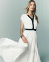 White House Black Market Colorblocked Pleated Maxi Dress In Ecru Black Colorblock
