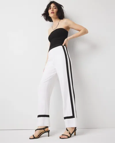 White House Black Market Colorblocked Trousers In White