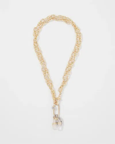 White House Black Market Convertible Mariner Links Charm Necklace |  In Gold