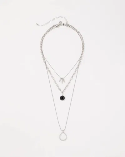 White House Black Market Convertible Pendant Necklace |  In Silver