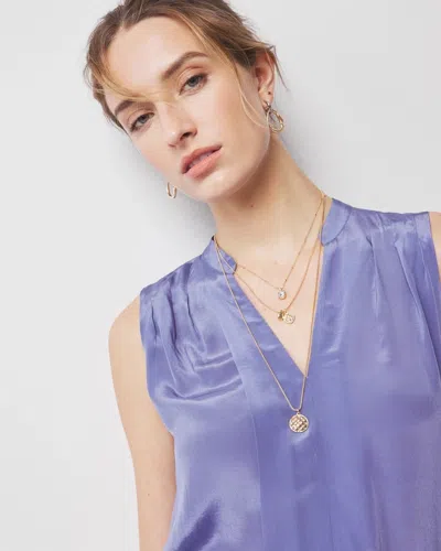 White House Black Market Convertible Quilted Pendant Necklace |  In Gold