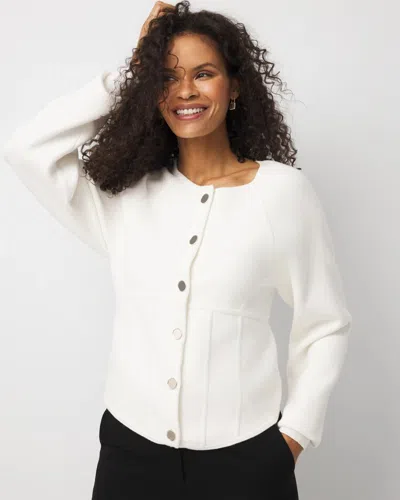 White House Black Market Corset Detail Button Front Cardigan Sweater In White