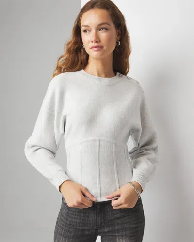 White House Black Market Corset-inspired Pullover Sweater In Heather Lunar