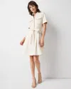 White House Black Market Cotton Twill Tie-belt Mini Dress