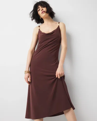 White House Black Market Cowl Neck Slip Dress In Bitter Chocolate