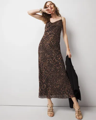 White House Black Market Cowl Neck Slip Dress In Leopard