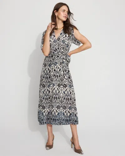White House Black Market Crepe Side-tie Midi Dress In Gray