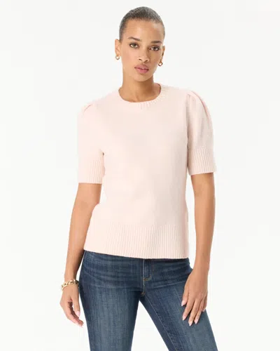 White House Black Market Crew Neck Elbow Sleeve Pullover Sweater In Heather Camellia Blush