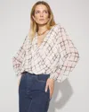 White House Black Market Crinkle Chiffon Surplice Blouse In Sand