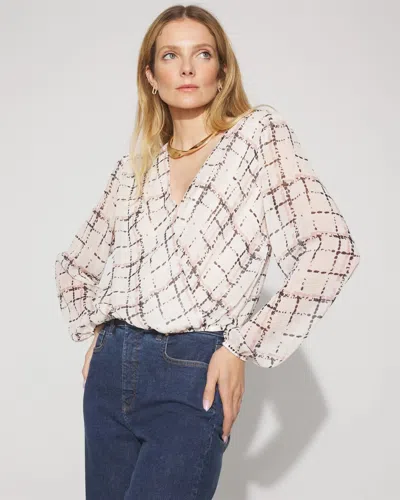 White House Black Market Crinkle Chiffon Surplice Blouse In Sand
