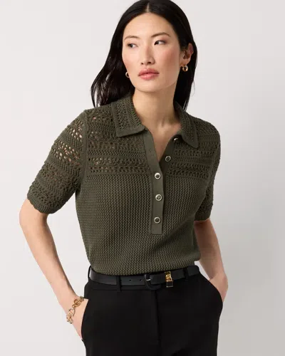 White House Black Market Crochet Knit Top In Brown