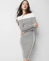 White House Black Market Crochet Sweater Dress In Sonja Stripe Ecru