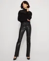 White House Black Market Crocodile Coated Denim High-rise Bootcut Jeans In Black