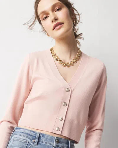 White House Black Market Cropped Cardigan Sweater In Pink