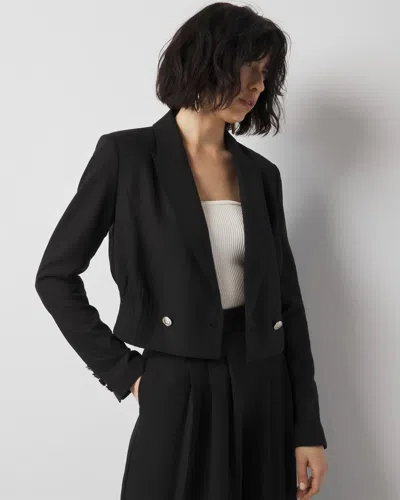 White House Black Market Cropped Double-breasted Jacket In Black