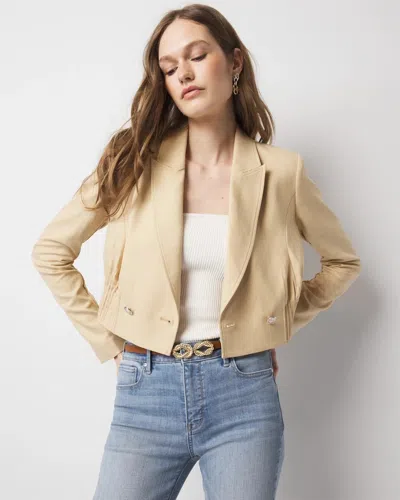 White House Black Market Cropped Double-breasted Jacket In Warm Sand