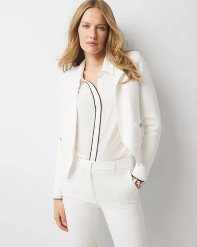 White House Black Market Cropped Sweater Blazer In White